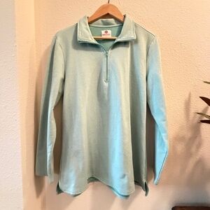 MarleyLilly Heather Mint Quarter Zip Fleece Pulllover, Large, Like New